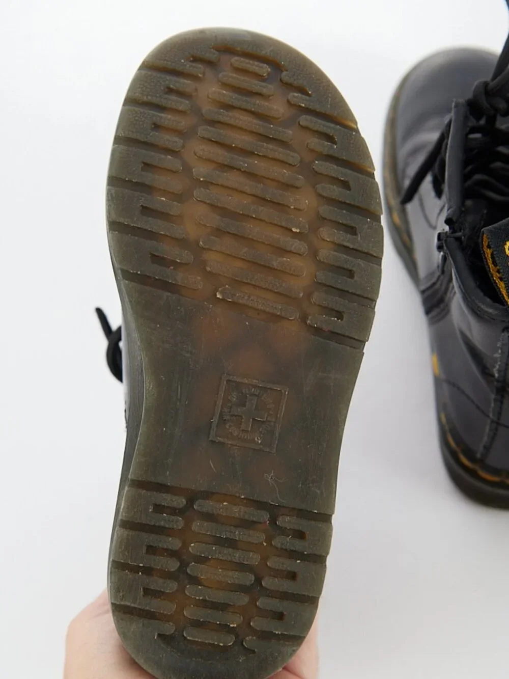 Dr. Marten's Doc's Zavala J Youth Black Leather Combat Lace Up Boots Kid Size 12